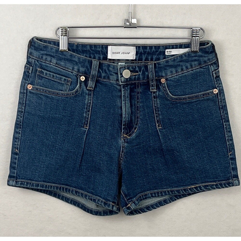 Dear John Gigi Denim Shorts 28 Mid Rise Stretch Tailored Casual Medium Wash